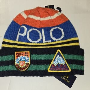 Polo Ralph Lauren Colorful Striped Patches Knit Beanie